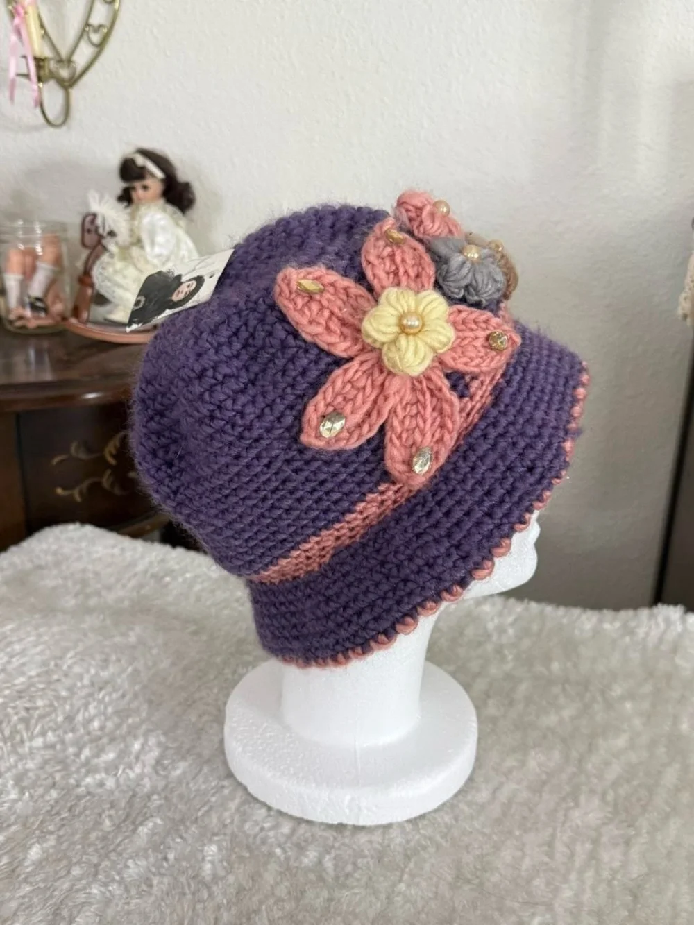 BNWT whimsical fairy grunge quirky crochet floral hat
